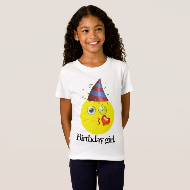 T-Shirt Fille d'anniversaire Emoji (Devant entier)