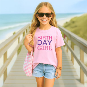 T-shirt Fille d'anniversaire en rose et violet gras pour e