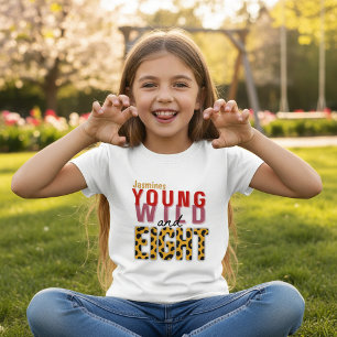 T-shirt Fille d'anniversaire huit motifs imprimés léopard