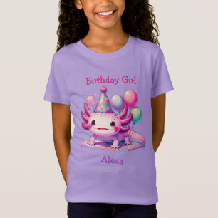 T-Shirt Fille d'anniversaire personnalisée   Thème Axolotl