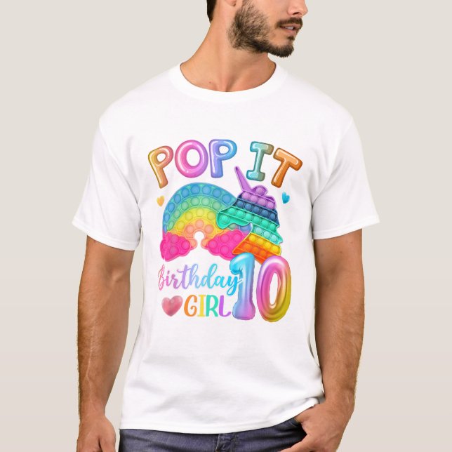 T-shirt Fille d'anniversaire Pop It 10 (Devant)