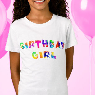 T-shirt fille d'anniversaire Rainbow personnalisée