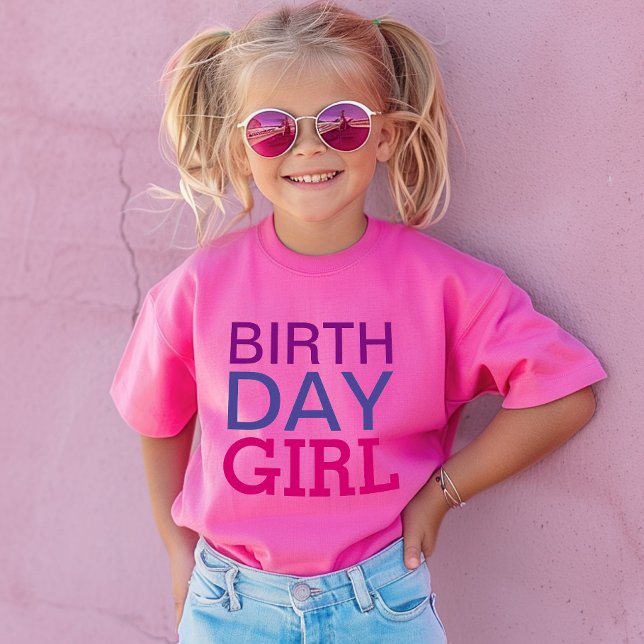 T-shirt Fille d'anniversaire rose chaud et violet gras (Créateur téléchargé)