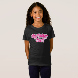 T-Shirt Fille d'anniversaire rose et blanc avec des étoile