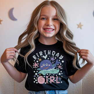 T-shirt Fille d'anniversaire sous la baleine étoile de mer