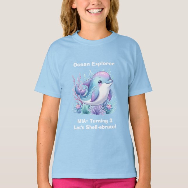 T-Shirt Fille d'anniversaire Sous l'océan (Devant)