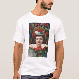 T-shirt Fille dans le casquette de Père Noël à Bell