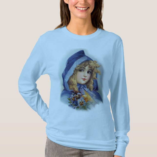 T-shirt Fille dans le chapeau bleu (Devant)