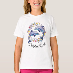 T-shirt Fille Dauphin Amoureuse de l'Océan Graphique