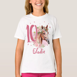 T-shirt Fille de 10 ans Cheval Pastel Rose Dix Ans