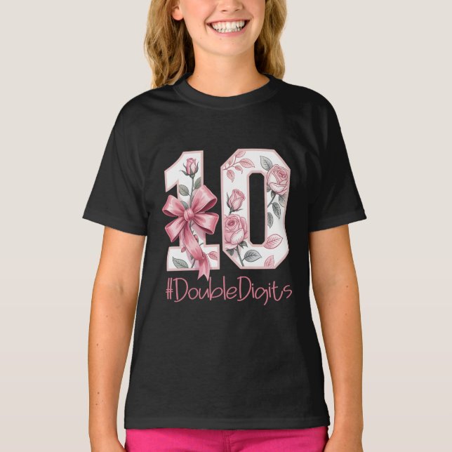 T-shirt Fille de 10 ans Coquette Bow pour son anniversaire (Devant)