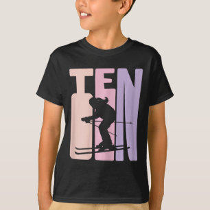 T-shirt Fille de 10 ans d'anniversaire Skieuse rétro âgée