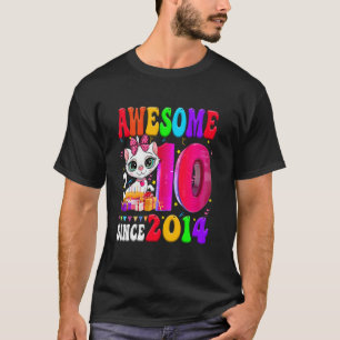 T-shirt Fille de 10 ans Fête Mignonne chatte 10 Ans Incroy