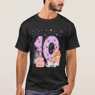 T-shirt Fille de 10 ans tenue de chat mignonne 10 ans fête
