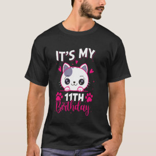 T-shirt Fille De 11 Ans Anniversaire Chat Pour Fille C'est