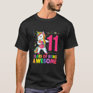 T-shirt Fille de 11 ans Licorne Flossing Anniversaire 11 a