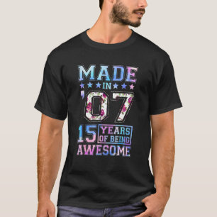 T-shirt Fille De 15 Ans Pour Anniversaire Née En 2007 Coul
