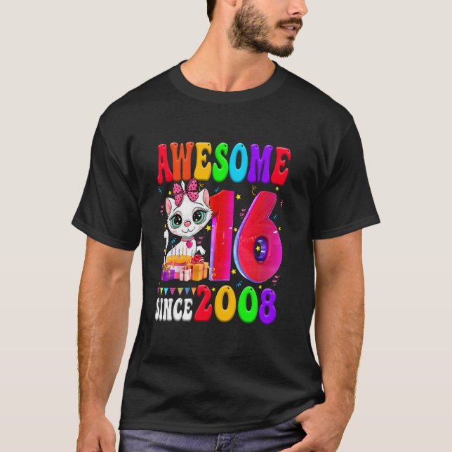 T-shirt Fille de 16 ans d'anniversaire Mignon chat 16 Ans  (Devant)