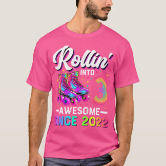 T-shirt Fille de 3 ans pour son anniversaire patin à roule