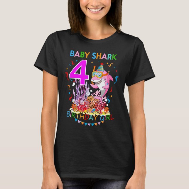 T-shirt Fille de 4 ans pour la fête d'anniversaire de requ (Devant)