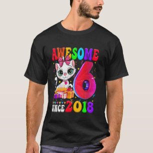 T-shirt Fille de 6 ans Fête Cute cat 6 Ans Incroyable