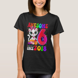 T-shirt Fille de 6 ans Fête d'anniversaire Chat mignon 6 A