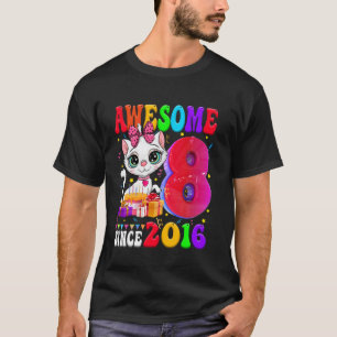 T-shirt Fille de 8 ans Fête de anniversaire Chat mignon 8