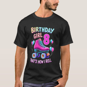 T-shirt Fille de 8 ans qui fait du roller pour son anniver