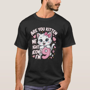 T-shirt Fille de 9 ans anniversaire chat chaton 9ème anniv