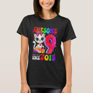 T-shirt Fille de 9 ans Fête d'anniversaire Chat mignon 9 A