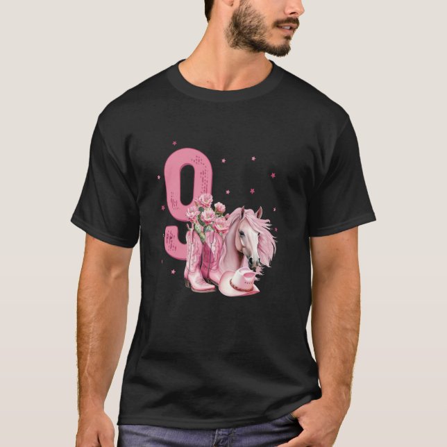 T-shirt Fille de 9 ans pour anniversaire amoureuse des che (Devant)