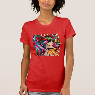 T-shirt Fille de bande dessinée d'art pop jolie couleur Ar