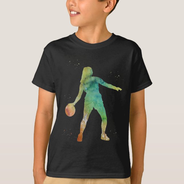 T-shirt Fille De Basketball Jouant (Devant)