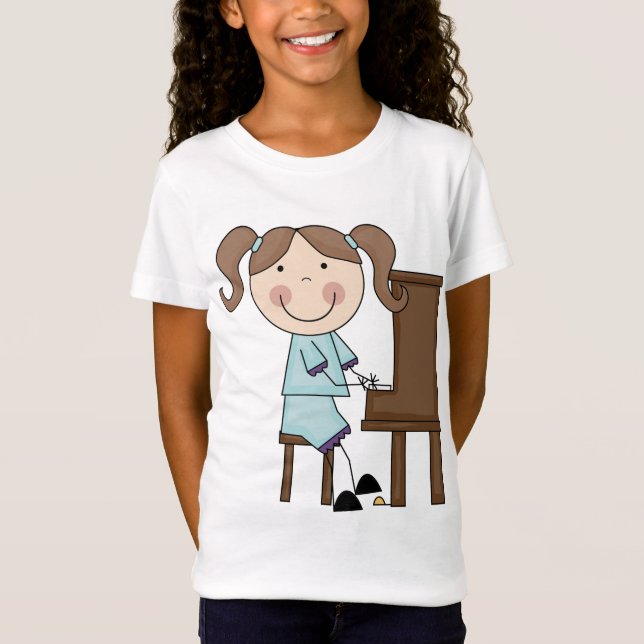 T-Shirt Fille de bâton jouant le piano (Devant)