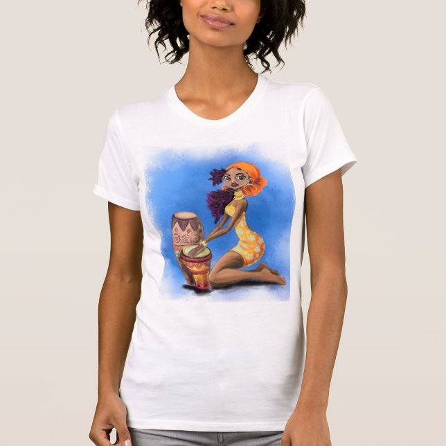 T-shirt fille de batteur africaine (Devant)