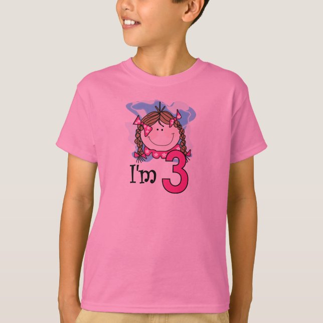 T-shirt Fille de brune j'ai trois ans (Devant)