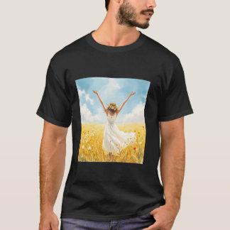 T-shirt Fille de champ de soleil de fantaisie