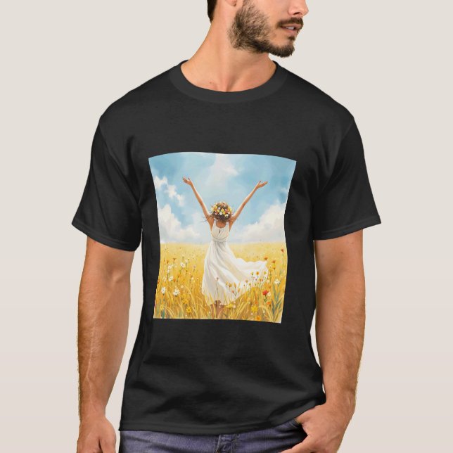 T-shirt Fille de champ de soleil de fantaisie (Devant)