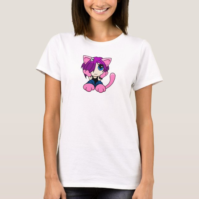 T-shirt Fille de chat d'Emo (Devant)