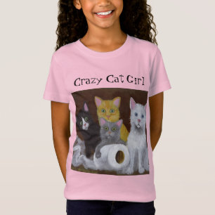 T-shirt fille de chat fou