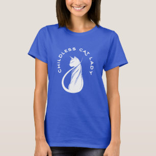 T-shirt fille de chat sans enfant drôle citation bleue
