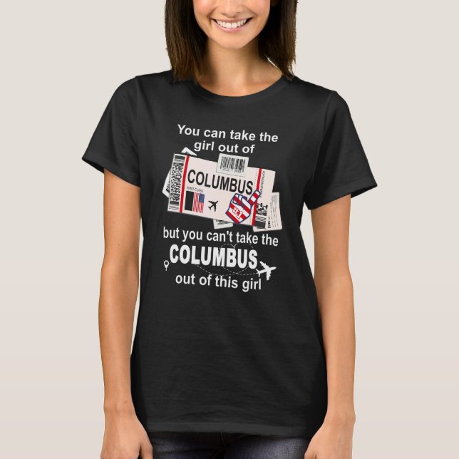 T-shirt Fille de Columbus Boarding Pass Flight Ticket Co (Devant)