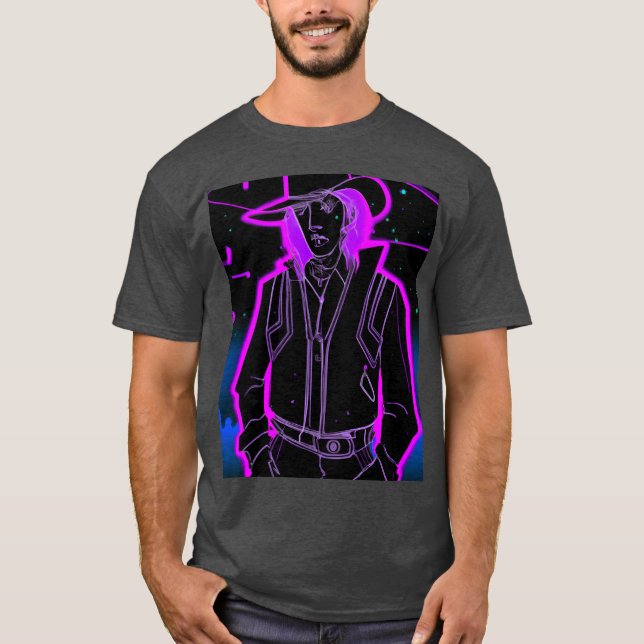 T-shirt Fille de cow-boy gothique Synthwave Outrun gothiqu (Devant)
