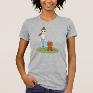 T-shirt Fille de dessin animé et chien de dessin animé Cav
