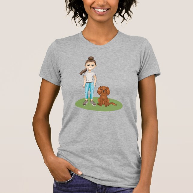 T-shirt Fille de dessin animé et chien de dessin animé Cav (Devant)