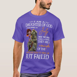T-shirt Fille De Dieu Juillet Cadeau Anniversaire Pour Chr