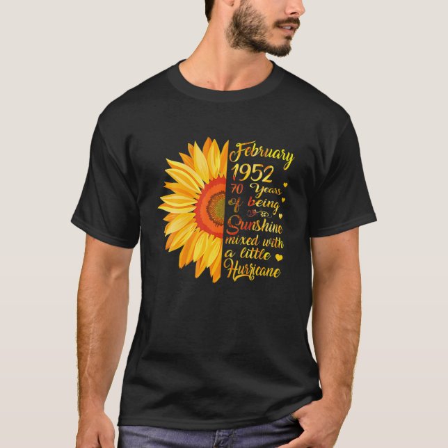T-shirt Fille de février faite en 1952 70e ouragan de sole (Devant)