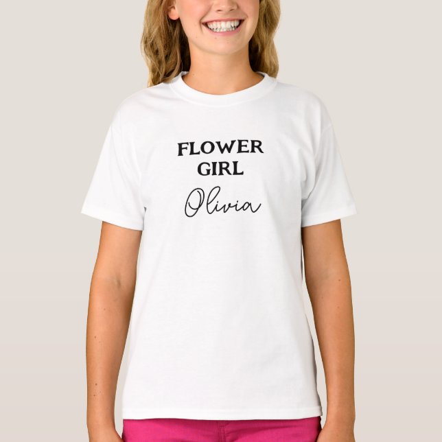 T-shirt Fille de Fleurs Personnalisée Blanche (Devant)