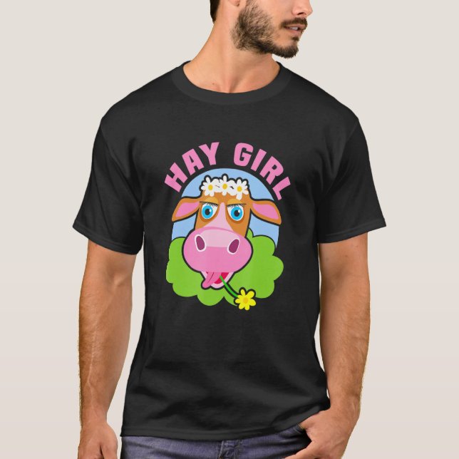 T-shirt Fille de foin aime les vaches (Devant)