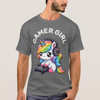 T-shirt Fille de gamer Licorne de jeu vidéo mignonnes Femm